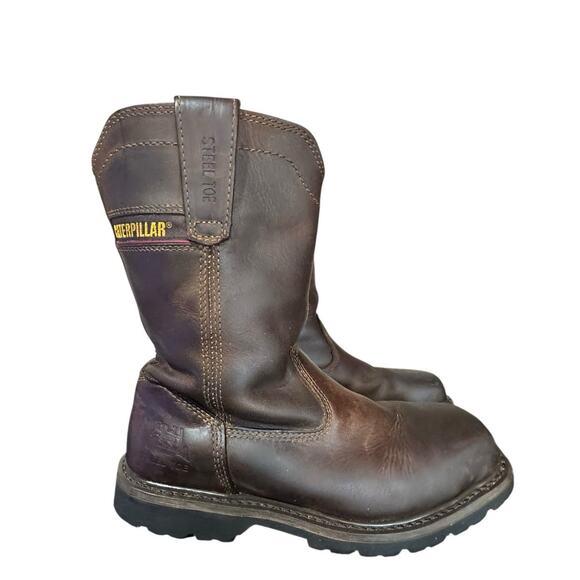 Caterpillar Wellston Pull On Steel Toe Mens Brown Work & Safety Boots Size 10 D